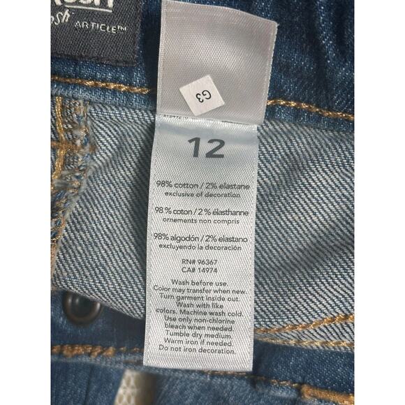 OshKosh Girls Jeans Floral Patchwork Straight Leg Size 12 Blue Denim Stretch - Picture 5 of 8